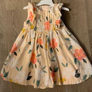 Carter's Girl's Size 12 Months Peach  Pleated Floral Lined Sundress